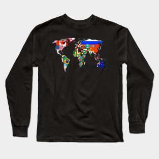 World Map Country Flag Atlas Long Sleeve T-Shirt